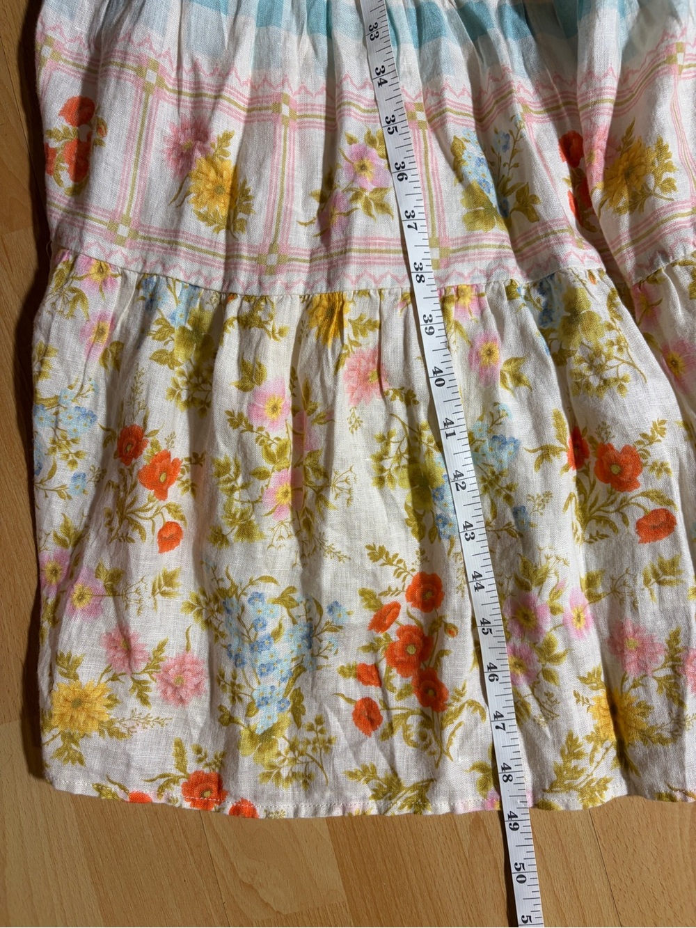 Spell Flora Linen Midi Dress Patch Pockets Large Cottage Whimsical‎ - Picture 16 of 16